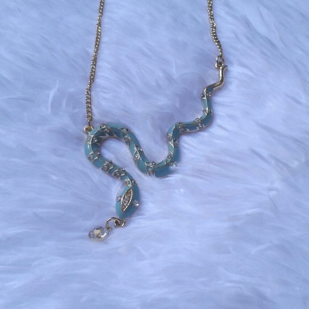 Crystal Snake Goldtone Simulated Necklace